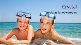  Presentation with happy birthday for adult boys - Beautiful presentation featuring happy boys wearing snorkeling gear backdrop and a  colored foreground