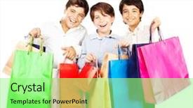  Presentation with christmas kids - Colorful presentation theme enhanced with happy boys with gifts kids carrying colorful shopping bags with christmas presents isolated over white background holidays backdrop and a seafoam green colored foreground