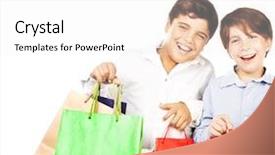  Presentation with christmas kids - Cool new slides with happy boys with gifts kids carrying colorful shopping bags with christmas presents isolated over white background holidays backdrop and a white colored foreground