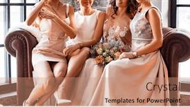 Presentation with bride - PPT layouts enhanced with happy-bride-and-bridesmaids and a coral colored foreground
