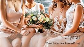  Presentation with bride - Slides featuring happy-bride-and-bridesmaids background and a coral colored foreground