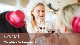  Presentation with toasting - Cool new presentation with happy-bride-with-bridal-veil backdrop and a tawny brown colored foreground