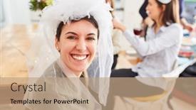  Presentation with hen - Slide deck enhanced with happy-bride-with-veil background and a coral colored foreground