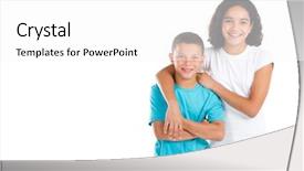  Presentation with sister - PPT theme having happy brother and sister studio background and a white colored foreground