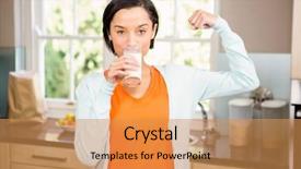  Presentation with milk - Amazing slide deck having calcium - happy brunette drinking milk backdrop and a yellow colored foreground