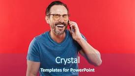  Presentation with happy sad face man - Slide set with happy brunette man having pleasant background and a ocean colored foreground