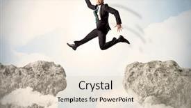  Presentation with cliff - Audience pleasing presentation consisting of happy business man jumping backdrop and a lemonade colored foreground