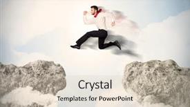  Presentation with cliff - Presentation design featuring happy business man jumping background and a lemonade colored foreground