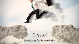  Presentation with cliff - Amazing presentation having happy business man jumping backdrop and a lemonade colored foreground