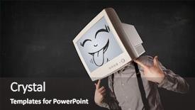 Presentation with monitor computer - Cool new theme with happy business man backdrop and a dark gray colored foreground