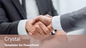  Presentation with shaking hands - Amazing presentation theme having happy-business-partners-shaking-hands backdrop and a coral colored foreground