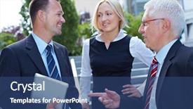  Presentation with group discussion - Slides featuring happy business people doing small background and a ocean colored foreground