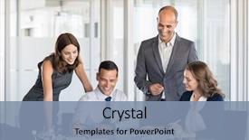  Presentation with team working together - PPT layouts consisting of happy business team meeting discussing strategies modern board room businesspeople discussing benefits joint venture office businessmen businesswoman working together background and a seafoam green colored foreground