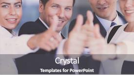  Presentation with team - Colorful PPT theme enhanced with happy business team showing thumbs backdrop and a dark gray colored foreground
