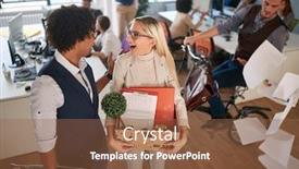  Presentation with moving business - Presentation having happy-business-woman-moving-box background and a tawny brown colored foreground