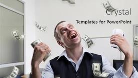  Presentation with dreams - Amazing PPT theme having happy businessman dreams about money backdrop and a light gray colored foreground