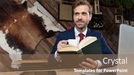  Presentation with coffee book - Beautiful theme featuring happy-businessman-drinking-a-coffee backdrop and a coral colored foreground