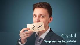  Presentation with funny - Slides consisting of happy-businessman-holding-funny-white background and a ocean colored foreground