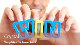  Presentation with win - PPT layouts consisting of happy businessman holding letters spelling the word win background and a red colored foreground