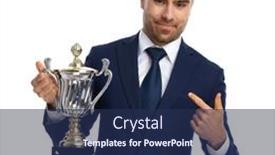  Presentation with navy blue - Theme featuring happy-businessman-in-navy-blue background and a navy blue colored foreground