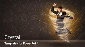  Presentation with tornado - Cool new slides with happy-businessman-jumping-in-tornado backdrop and a tawny brown colored foreground