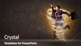  Presentation with tornado - Slide deck featuring happy businessman jumping in tornado concept on brown background background and a tawny brown colored foreground