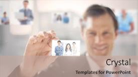  Presentation with team - Beautiful slide set featuring happy businessman picking a business backdrop and a mint green colored foreground