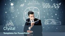  Presentation with race car - PPT layouts enhanced with drawing race car flag background and a ocean colored foreground