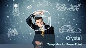  Presentation with race car - PPT layouts featuring drawing race car flag background and a ocean colored foreground