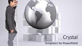  Presentation with businessman standing on maze - PPT layouts having happy businessman standing on ladder background and a  colored foreground