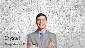  Presentation with chest - Cool new theme with happy businessman with arms crossed on the chest backdrop and a light gray colored foreground