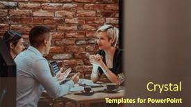  Presentation with multicultural - Presentation theme with happy-businesspeople-smiling-cheerfully-during background and a tawny brown colored foreground