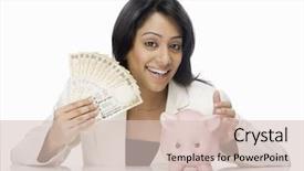  Presentation with reserve bank of india - Colorful slide deck enhanced with happy businesswoman holding indian paper backdrop and a soft green colored foreground