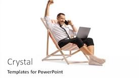  Presentation with beach - Presentation featuring happy-bussinesman-on-a-beach background and a white colored foreground