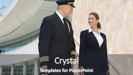  Presentation with cabin crew - Colorful slides enhanced with happy cabin crew members looking backdrop and a  colored foreground