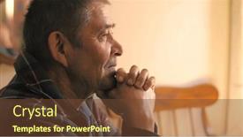  Presentation with calm - Beautiful theme featuring happy-calm-relaxed-senior-man backdrop and a tawny brown colored foreground