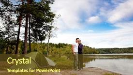  Presentation with forest - PPT layouts with happy campers by a lake background and a  colored foreground