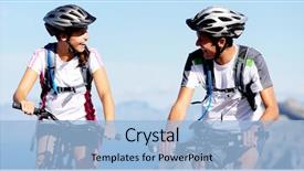  Presentation with mountain bike - Amazing slide deck having happy carefree mountain bike couple cycling outdoors and leading a healthy lifestyle backdrop and a light blue colored foreground