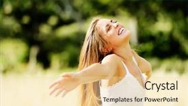  Presentation with freedom - Audience pleasing PPT theme consisting of happy carefree vitality freedom girl backdrop and a lemonade colored foreground
