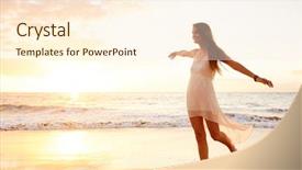  Presentation with hawaii - PPT theme consisting of happy carefree woman dancing background and a cream colored foreground