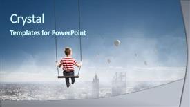  Presentation with childhood - Cool new PPT layouts with happy careless childhood mixed media backdrop and a ocean colored foreground