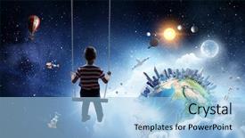  Presentation with childhood - PPT theme consisting of happy careless childhood mixed media background and a  colored foreground