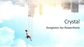  Presentation with childhood - Cool new presentation design with happy careless childhood mixed media backdrop and a cool aqua colored foreground