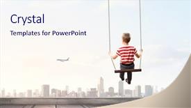  Presentation with childhood - Colorful slide set enhanced with happy careless childhood mixed media backdrop and a sky blue colored foreground