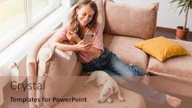  Presentation with smart home - Presentation theme consisting of happy-casual-beautiful-woman background and a coral colored foreground