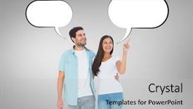  Presentation with walking together - Slide deck with happy casual couple walking together background and a  colored foreground