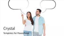  Presentation with speed walking - PPT theme consisting of happy casual couple walking together background and a  colored foreground