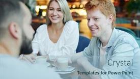  Presentation with cappuccino - Beautiful presentation featuring happy-casual-guy-with-cup backdrop and a light blue colored foreground