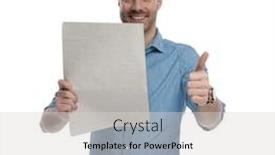  Presentation with happy sad face man - Slide set enhanced with happy-casual-man-holding-newspaper background and a light gray colored foreground