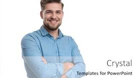  Presentation with chest - Audience pleasing slides consisting of happy-casual-man-smiling backdrop and a white colored foreground